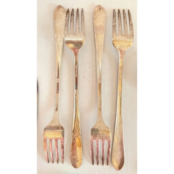 Mary Lou Devonshire 1928 Silverplate Flatware Lot 27pc Tarnished Patina Vintage - Picture 4 of 9